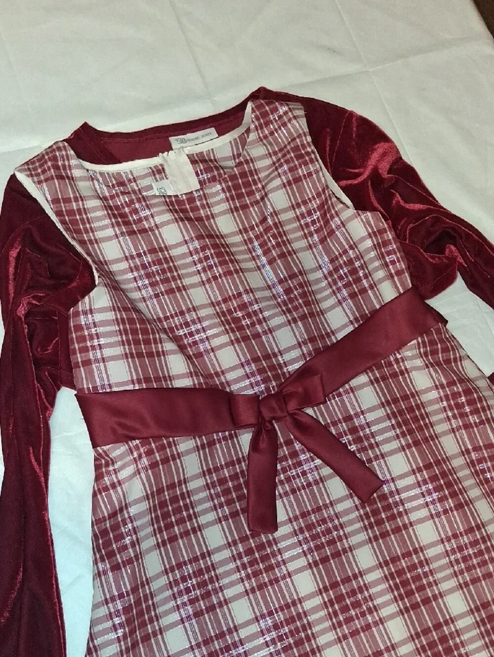 Bonnie Jean Red Plaid Dress with Red Velvet Bolero